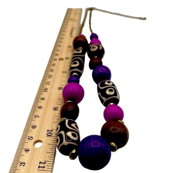 Colorful Beaded Necklace & Bracelet Set Fun Funky and Fabulous Jewelry 12” Nec - Picture 8 of 9